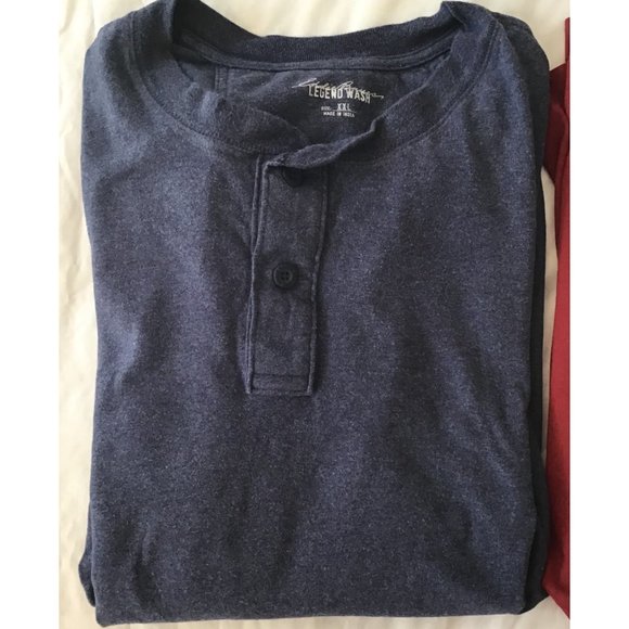 Eddie Bauer Shirt Henley Men's Blue, Red Legend Wash Long Sleeve Sz XXL Lot of 2 - Picture 2 of 5